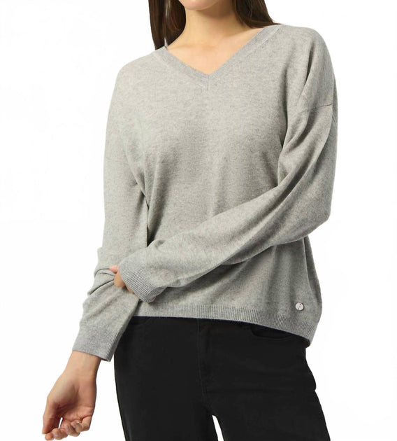 Joseph Ribkoff V Neck Boxy Sweater Grey Medium 2