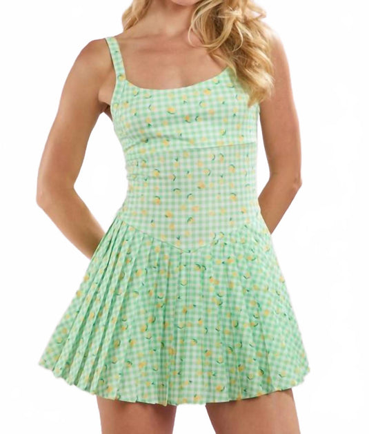 Peach Love Gingham Lemon Sporty Romper Green Medium 2
