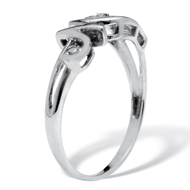 Palm Mom Heart Sterling Silver Ring White US 10 3