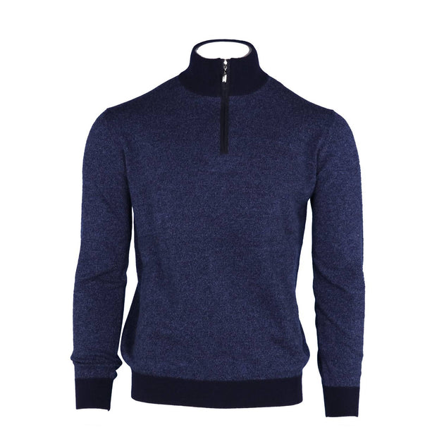 Pashmere Men's Marled Cashmere Half Zip Sweater Blue XLarge 2