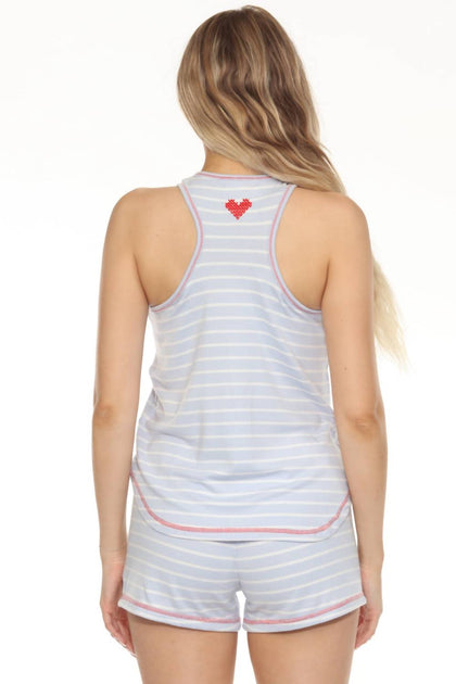 PJ Salvage Mountain Mama Stripe Short Set Blue Medium 3