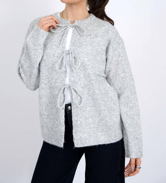 RD Style Calla Tie Front Cardigan Grey Medium 2