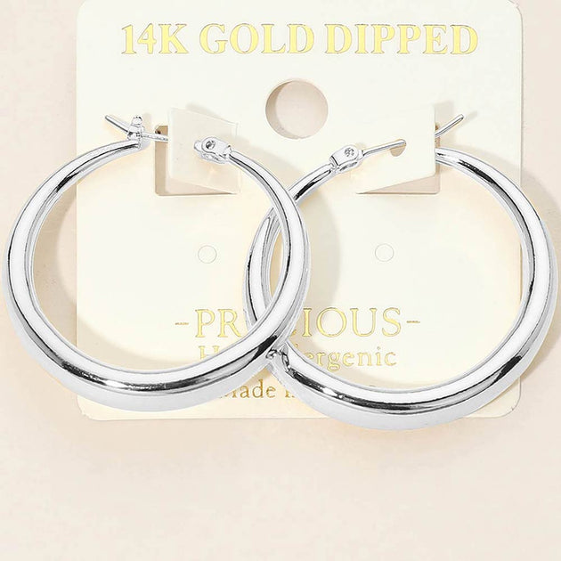 FASHNZFAB Pin Catch Hoop Earrings Silver 5