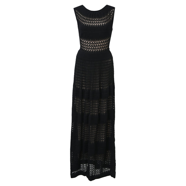 Temperley London Maxi Sleeveless Knit Dress in Black Cotton Temperley London Maxi Sleeveless Knit Dress in Black Cotton