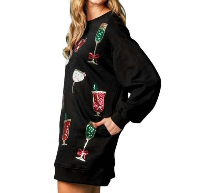 Robe en Sweat Fantastic Fawn Holiday Cheer Noir Medium 4