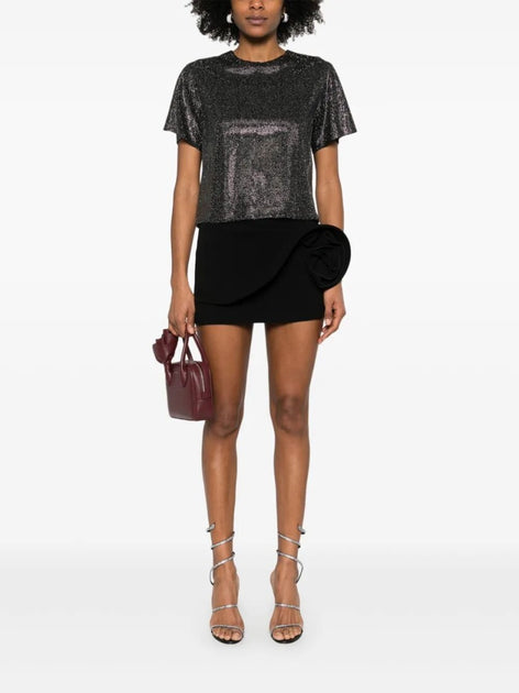 Giuseppe Di Morabito Textured Black Viscose T-Shirt | ShopSimon