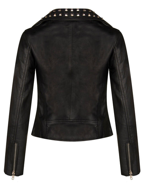 Infinity Damen Leder-Bikerjacke mit Nieten Goth - St. Albans Schwarz XXL 4