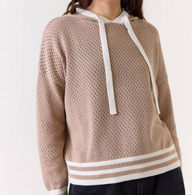 Wispr Vanessa Stripe Detail Hoodie Brown XS 4