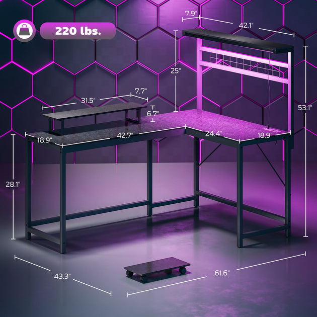 Hivvago L-Shaped Computer Desk Black 5