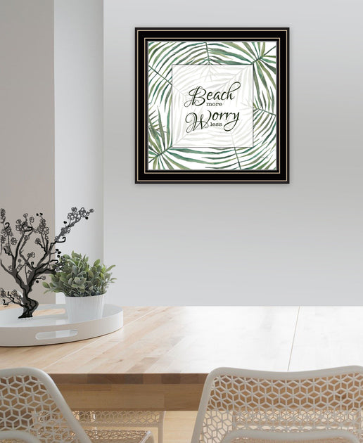 Hivvago BEACH MORE WORRY LESS Framed Print Wall Art Black 6