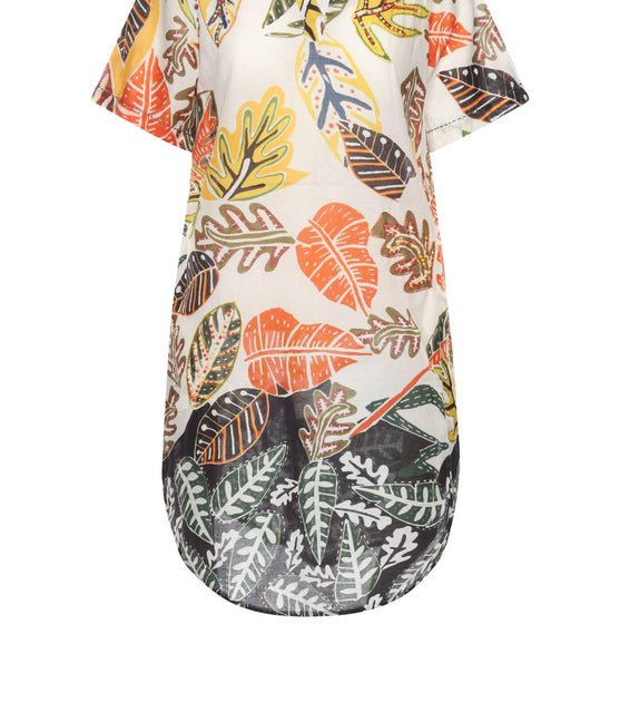 KikiSol Artisan Leaf Tunic Top Multi Medium 3