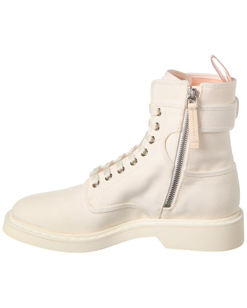 Roger Vivier Logo Plaque Viv Canvas Boot White EU 39.5 3