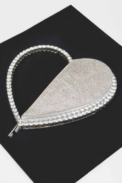 FASHNZFAB Heart Shape Rhinestone Bag White One Size 4