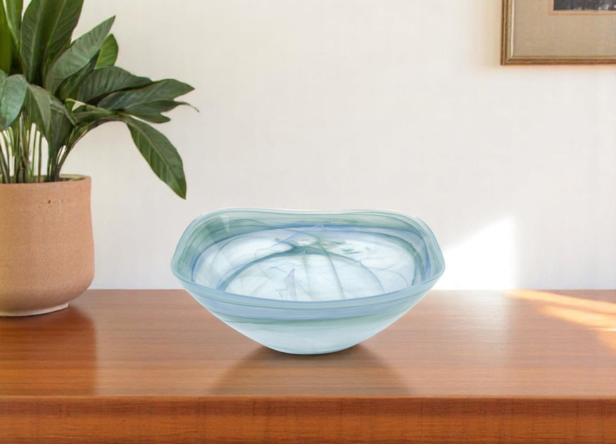 Hivvago Bowl Set Aqua Blue/White Glass 15cm 2
