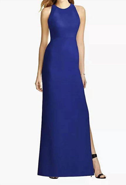 Dessy Crepe Long Formal Dress Blue US 8 2