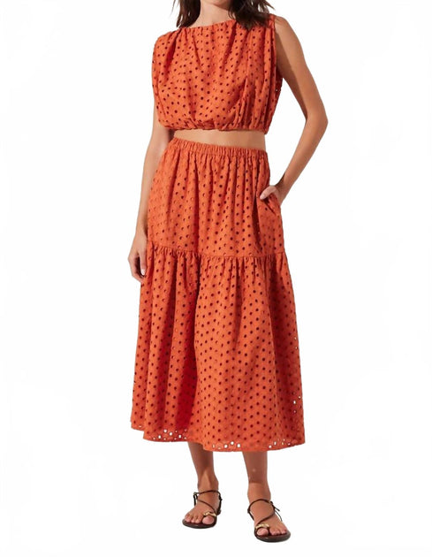 ASTR Briley Eyelet Crop Top Orange Medium 4