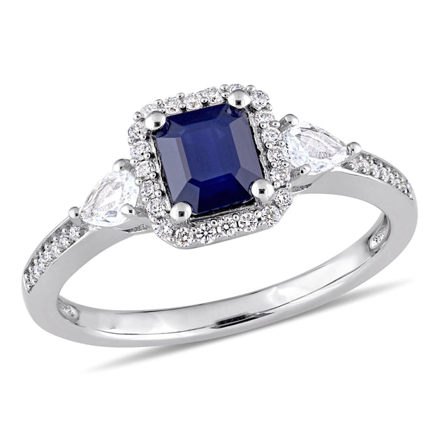 Mimi & Max Sapphire Diamond 3-Stone Ring Blue US 10 2