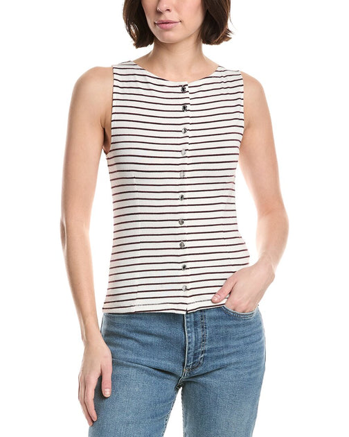 rag & bone The Knit Stripe Boat Neck Tank White Medium 2