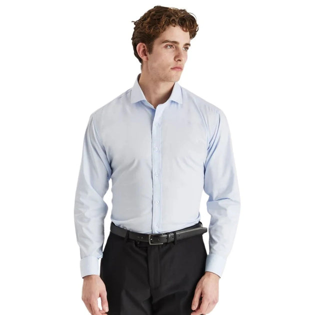 Paul Andrew Klassisches Herrenhemd Blau Large 4