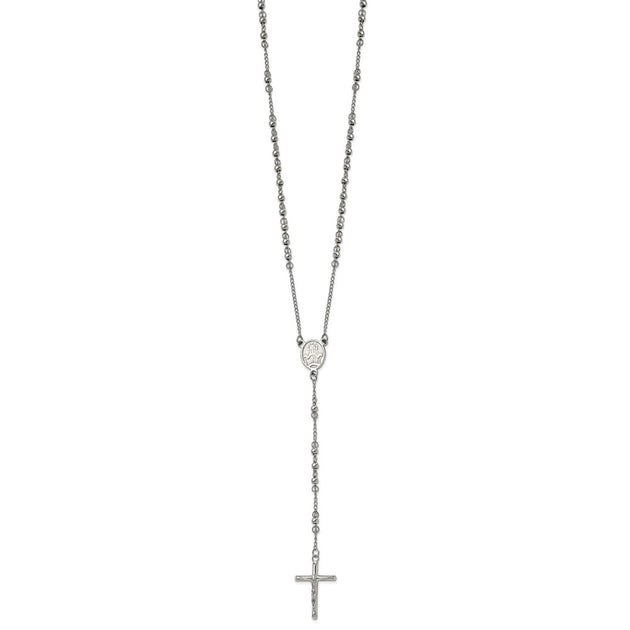 Diamond2Deal Rosary Cross Necklace Silver 25in 4