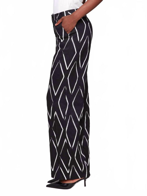 Charlie B Printed Pleated Pants Black US 8 3