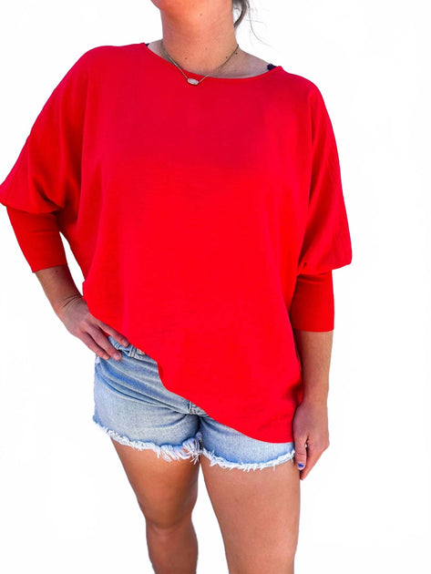 Ivy Jane Dolman Sleeve V-Neck Rib Top Rot Small/Medium 2