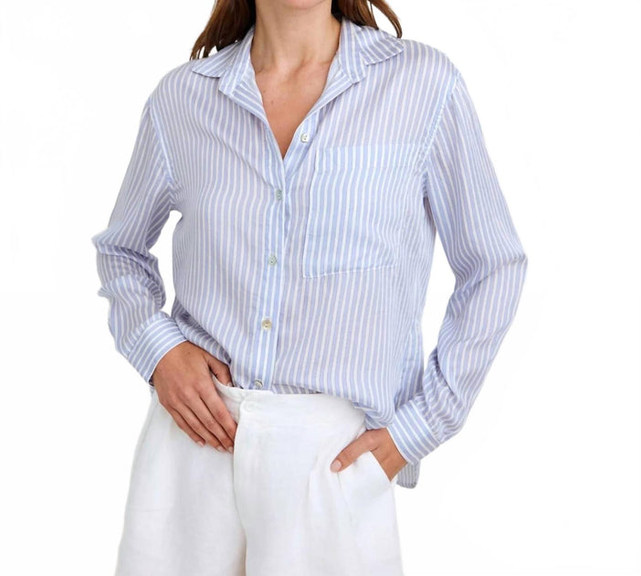 Bella Dahl Oversized Split Back Button Down Blau Medium 3