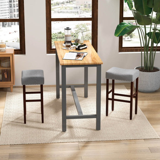 Hivvago 2er Set gepolsterte Barhocker Beige 4