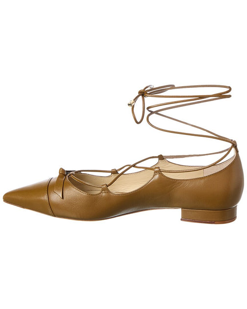 Alexandre Birman Slim Clarita Lace-Up Leather Flat Brown 38.5 3