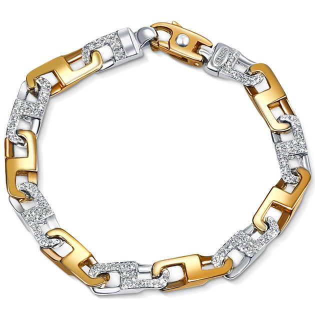 Pompeii3 Men's Diamond Bracelet Silver 8.5in 2
