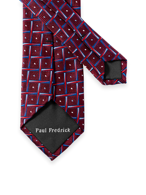 Paul Fredrick Geometric Woven Silk Tie Purple Regular 5
