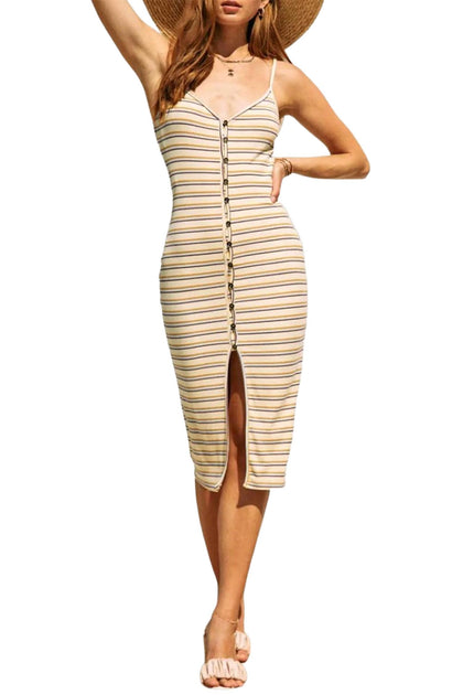 ENDLESS BLU. Ribbed Stretch Modal-Jersey Midi Dress Beige Large 2
