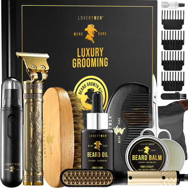 Lovery Men Ultimate Luxury Mens Beard Grooming Kit 9pc Gift Set