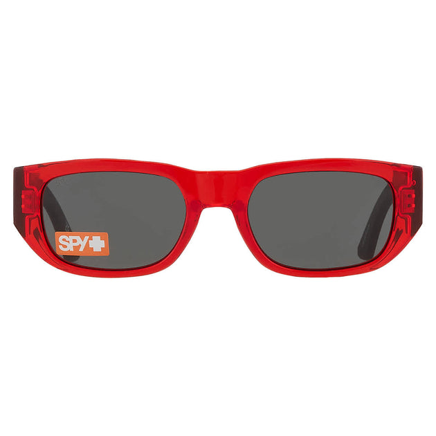 SPY GENRE Rectangular Sunglasses Translucent Red Matte Black 2