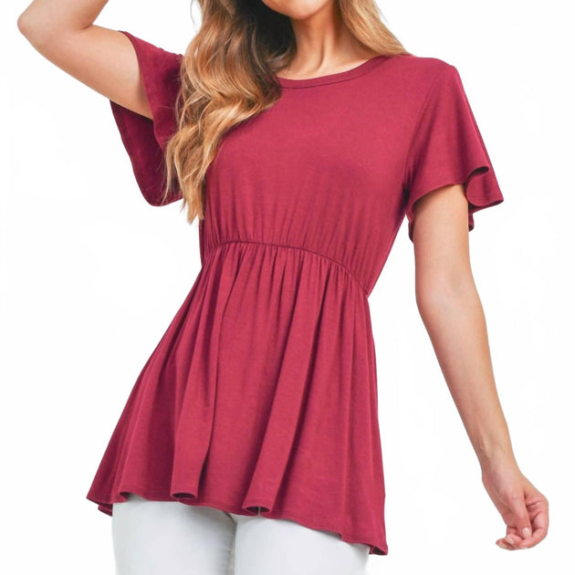 Perfect Peach Flutter Sleeve Empire Top Red Medium 2