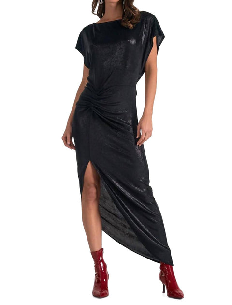ELAN Cap Sleeve Midi Dress Black Medium 2