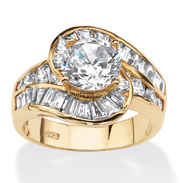 Palm Cubic Zirconia Bypass Ring Silver US 5 2
