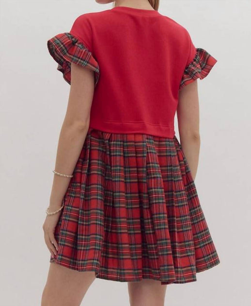 entro Bow Plaid Dress Multi Small 4
