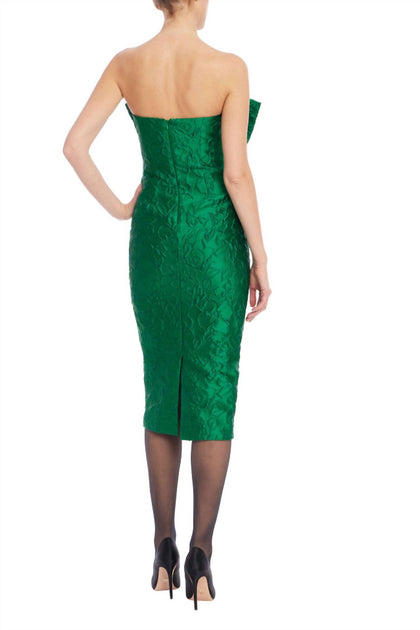 Badgley Mischka Bow Midi Dress Green US 2 4