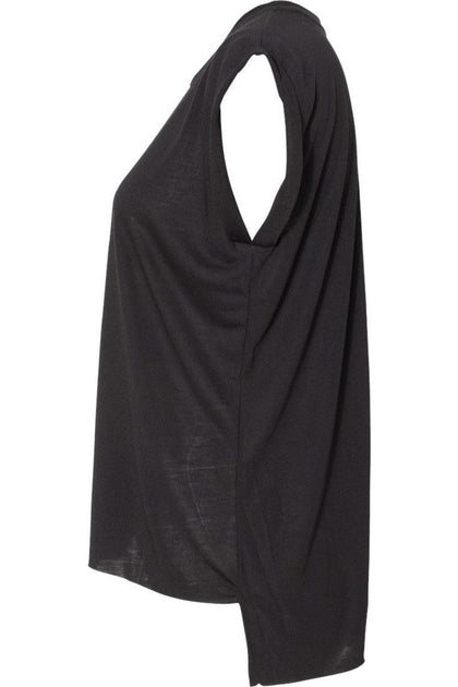 BELLA + CANVAS Womens Flowy Rolled Cuffs Muscle Tee Grey Small 4