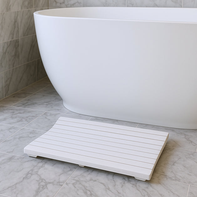 Tapis de bain en teck blanc 58 cm Hivvago 2