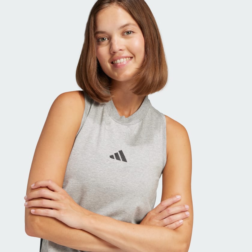 essentials 3 stripes long racerback dress adidas Women's Essentials 3-stripes Long Racerback Dress