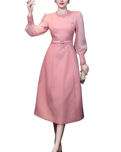 BURRYCO Robe Mi Longueur Uni Rose US 6 2