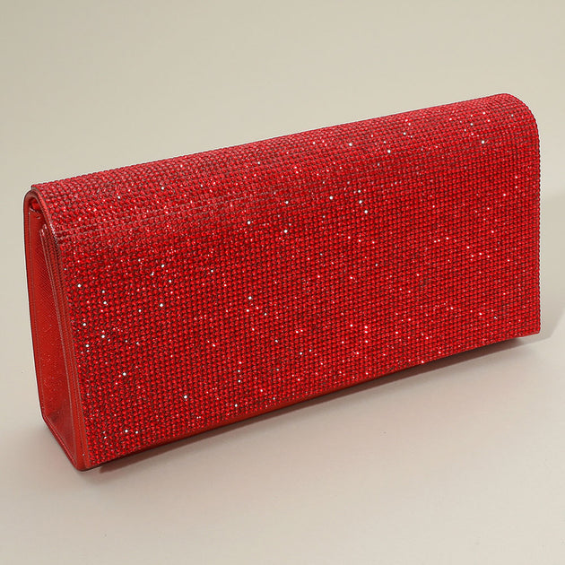 FASHNZFAB Bling Studded Clutch Crossbody Bag Silver One Size 3