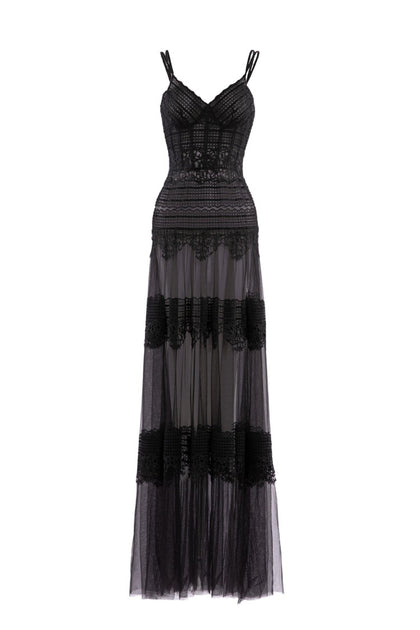 Saiid Kobeisy Lace Long Dress Black EU 40 4