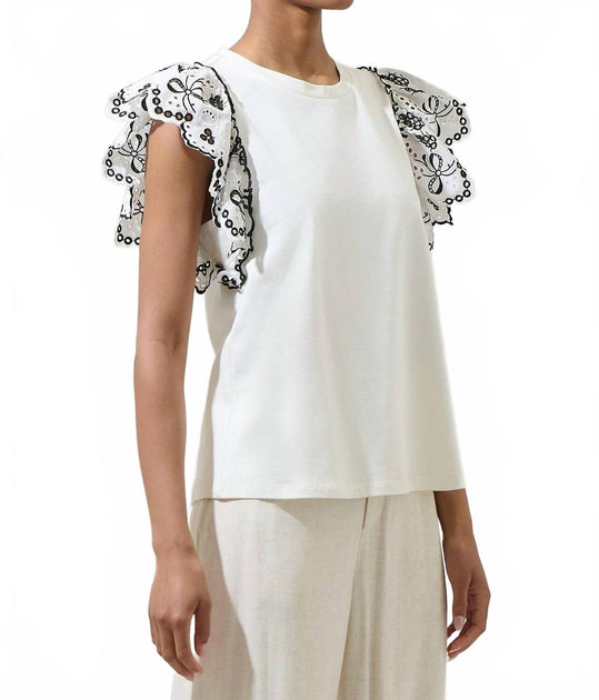 SUGARLIPS Ellie Eyelet Crop Top Blanc XS 4