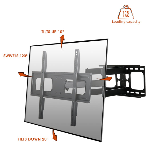 Megamounts Full Motion Wall Mount Black One Size 3