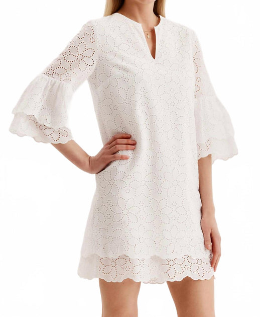 Tyler Boe Christa Eyelet Mini Dress In White
