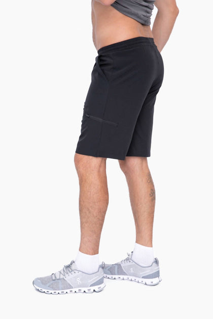 mono b Active Drawstring Shorts With Zippered Pouch Bleu Small 4