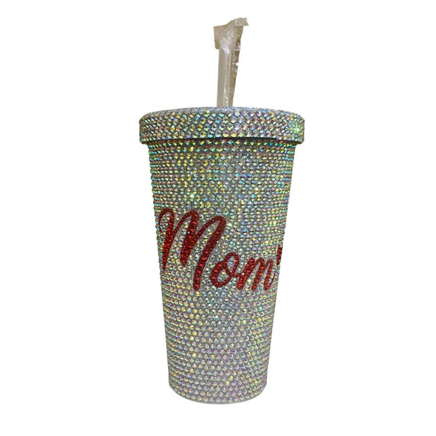 Nima Accessories Blinged Out Mom Tumbler Silver 17oz 2